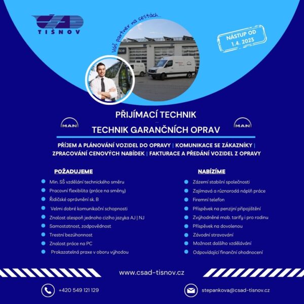 Přijímací technik | Technik garančních oprav